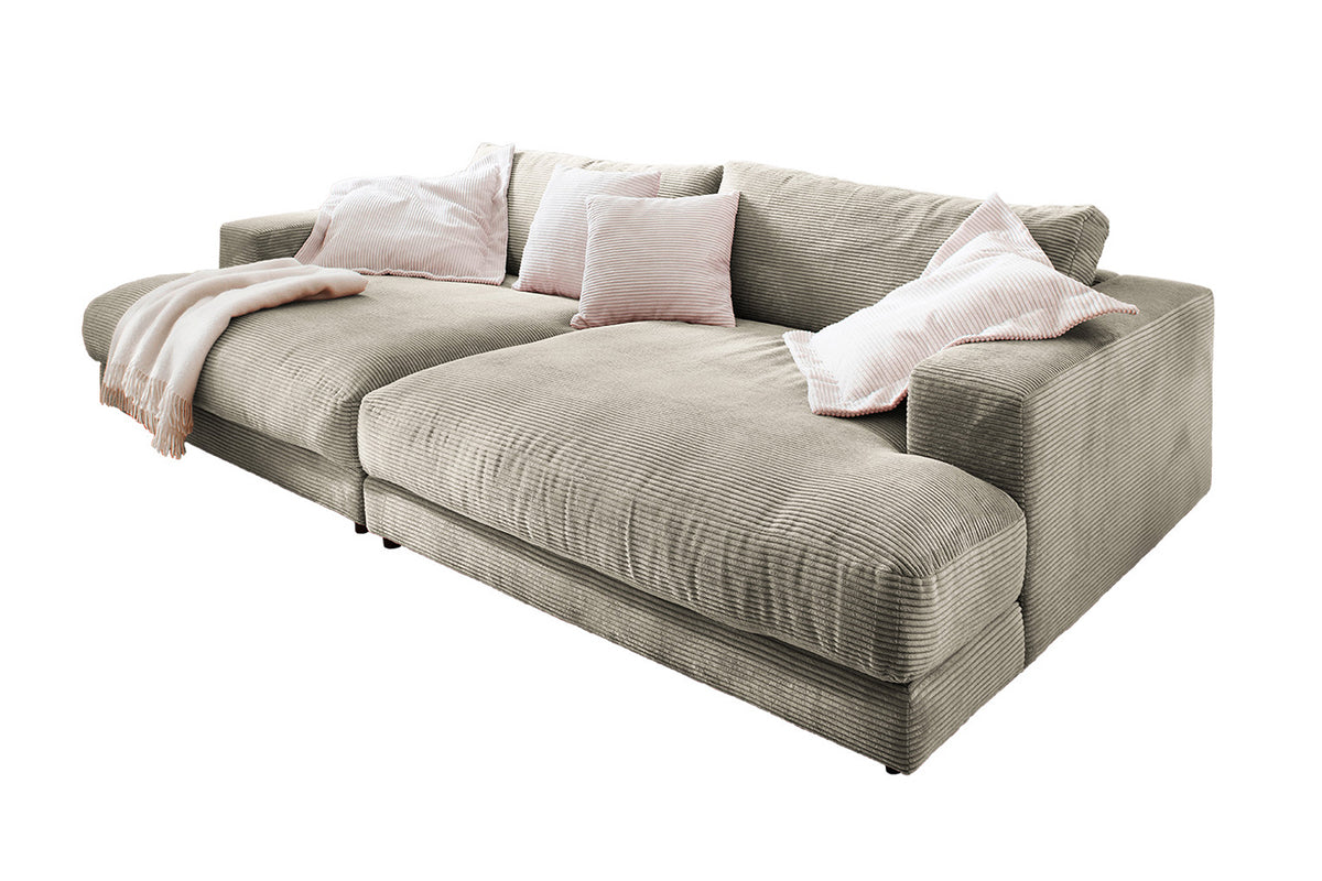 B-Ware KAWOLA Big Sofa MADELINE Cord steingrau