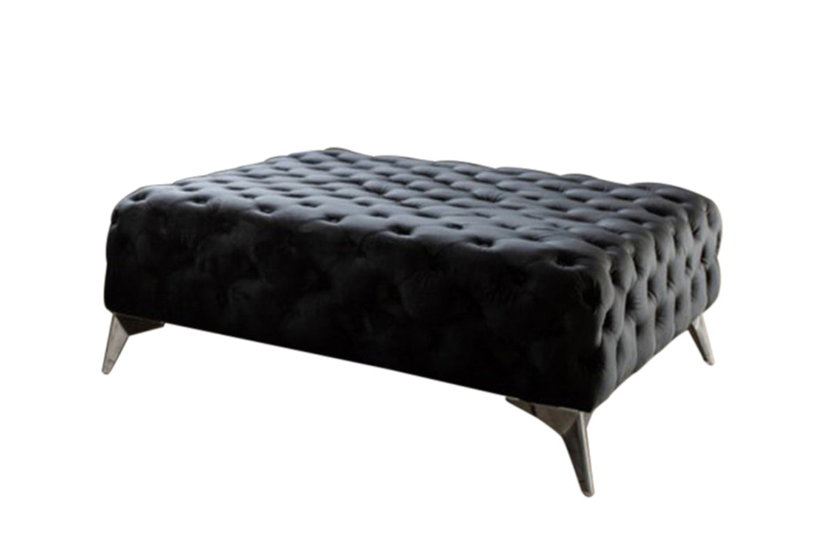 B-Ware KAWOLA Hocker NARLA Chesterfield Velvet schwarz