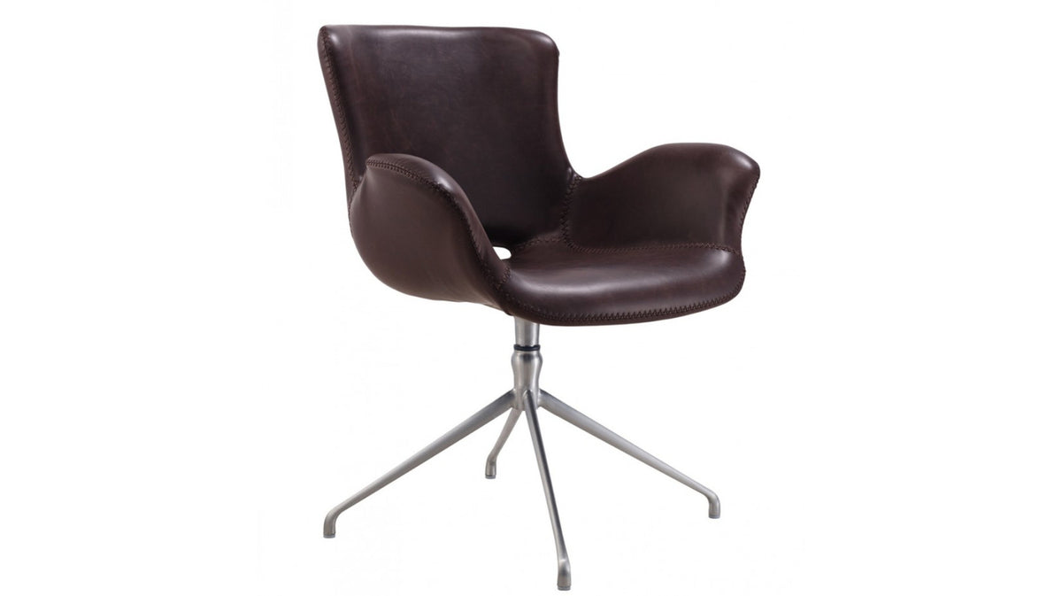 B-Ware KAWOLA Stuhl KANO Esszimmerstuhl Drehstuhl Kunstleder braun coffee