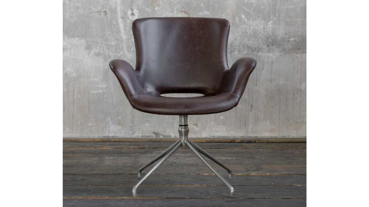 B-Ware KAWOLA Stuhl KANO Esszimmerstuhl Drehstuhl Kunstleder braun coffee