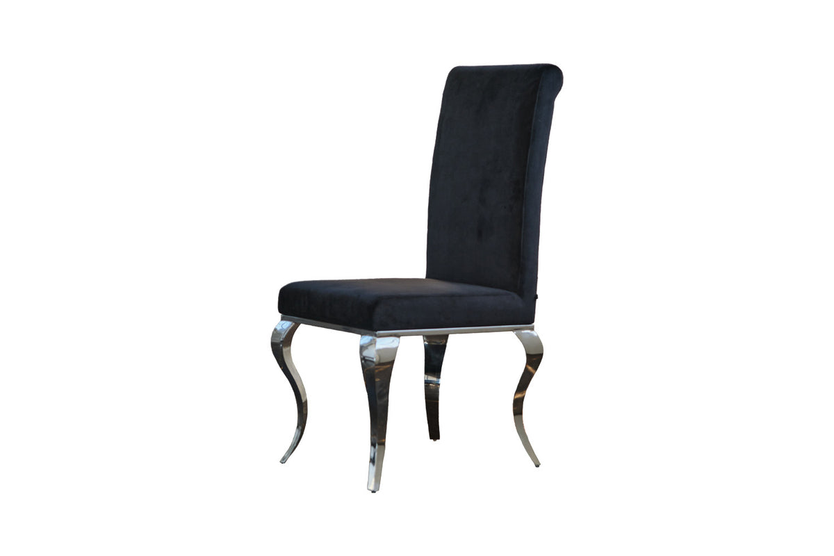 B-Ware KAWOLA Stuhl LEIA Esszimmerstuhl Barock Velvet schwarz