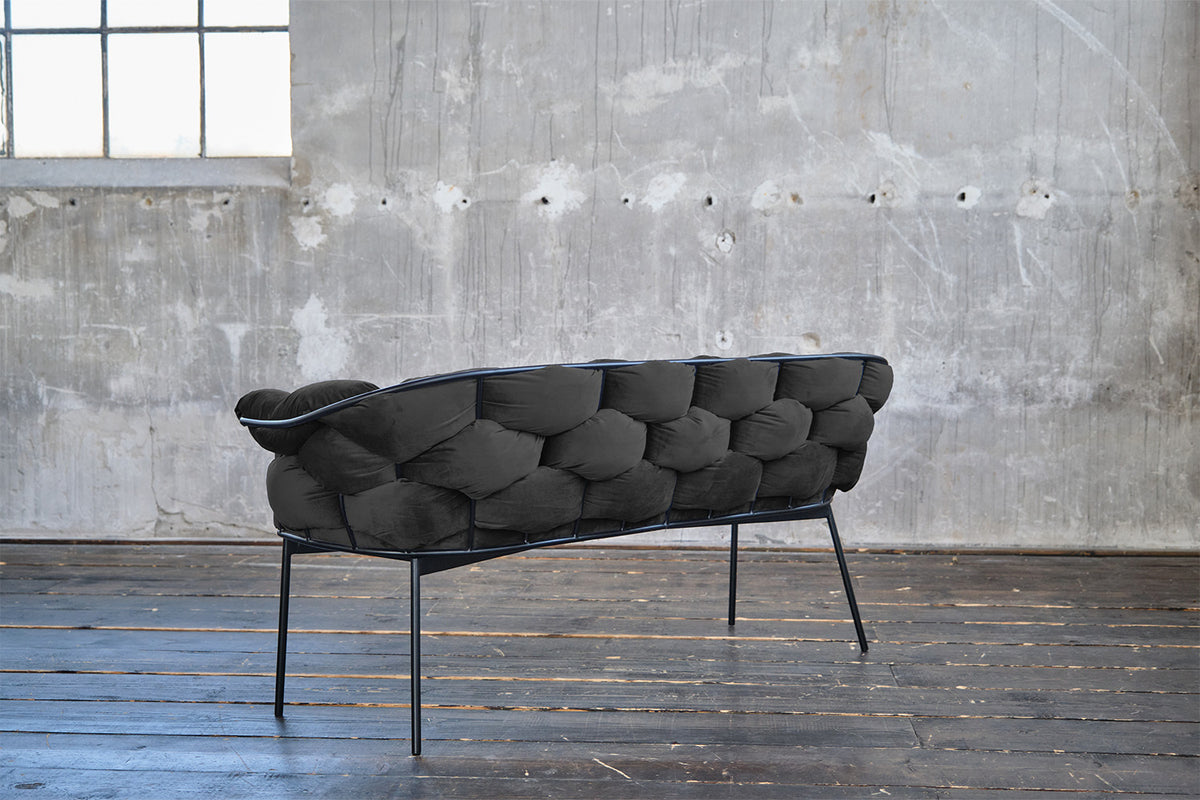 KAWOLA Bank MONTY Sitzbank 180cm Velvet schwarz
