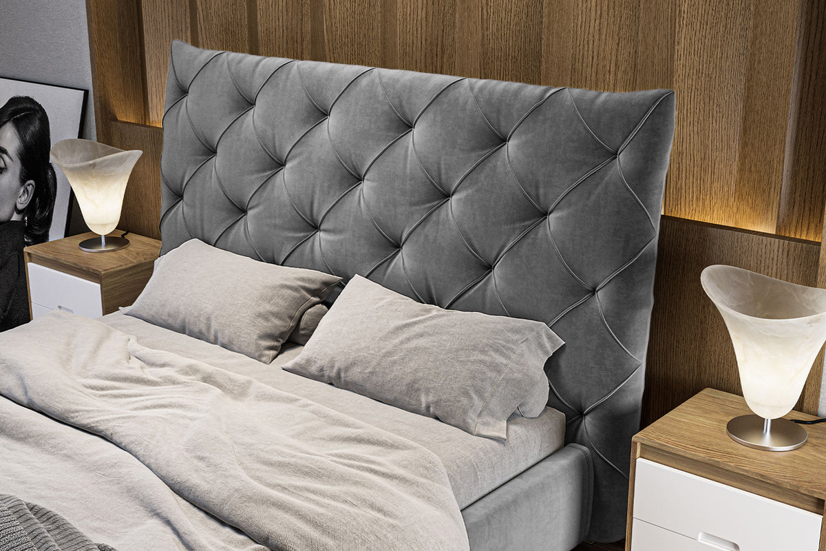 KAWOLA Bett ANNY Polsterbett Velvet grau
