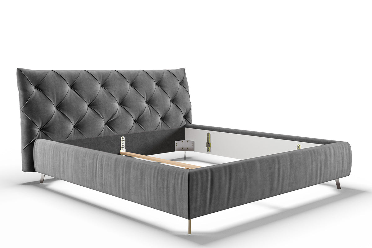 KAWOLA Bett ANNY Polsterbett Velvet grau