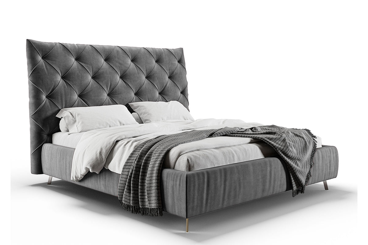 KAWOLA Bett ANNY Polsterbett Velvet grau