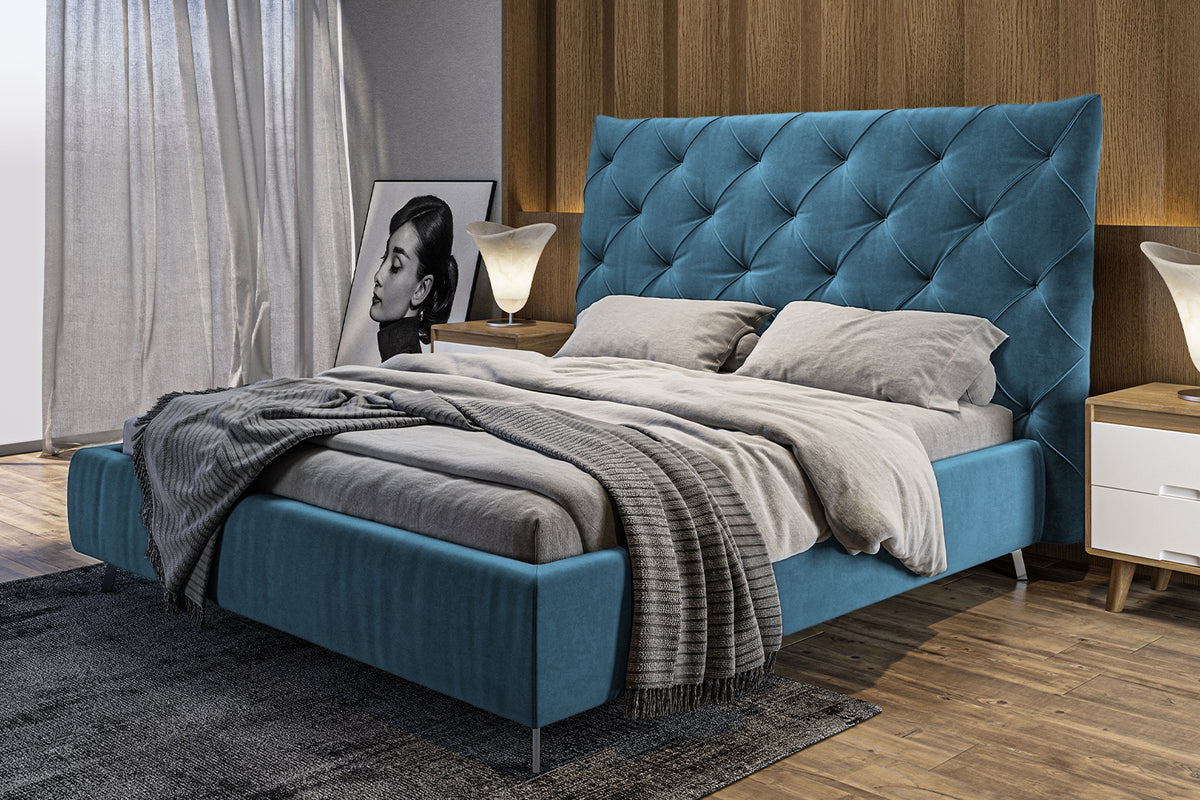 KAWOLA Bett ANNY Polsterbett Velvet petrol, 200 x 160 cm, 146