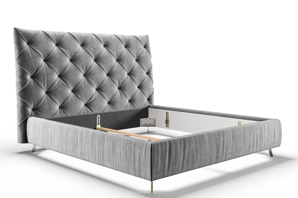 KAWOLA Bett ANNY Polsterbett Velvet silber