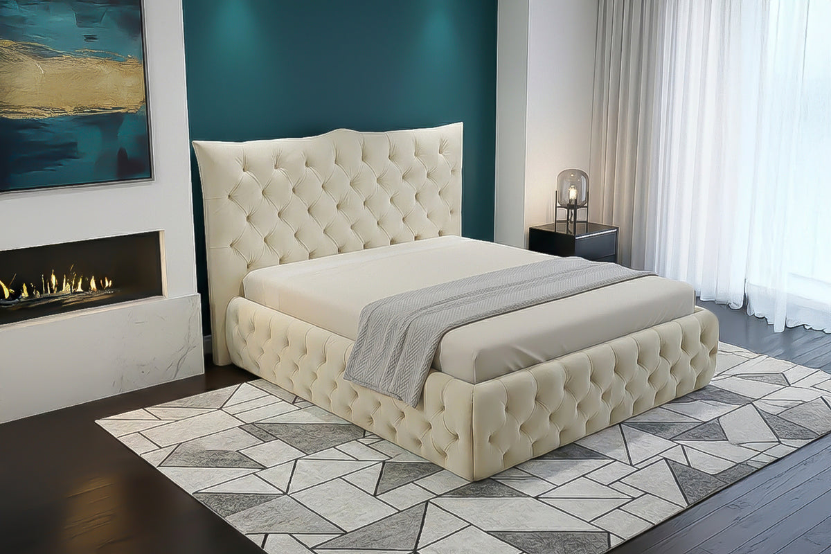 KAWOLA Bett BERTINI Polsterbett Velvet creme mit Lattenrost