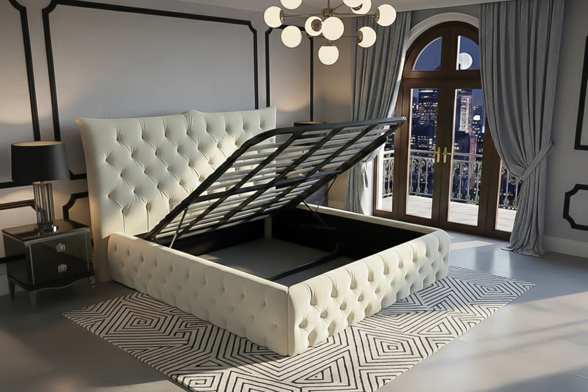 KAWOLA Bett BERTINI Polsterbett Velvet creme mit Lattenrost