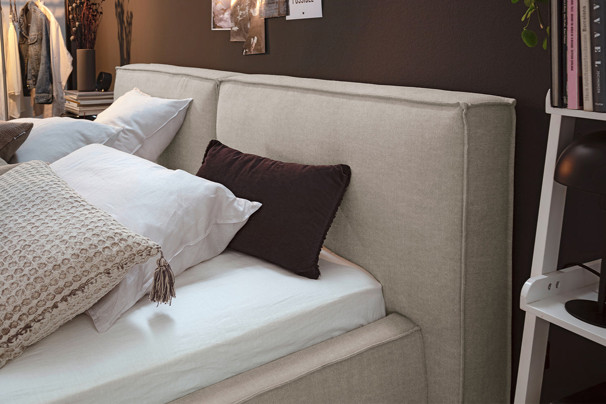 KAWOLA Bett CARLO Polsterbett Stoff taupe