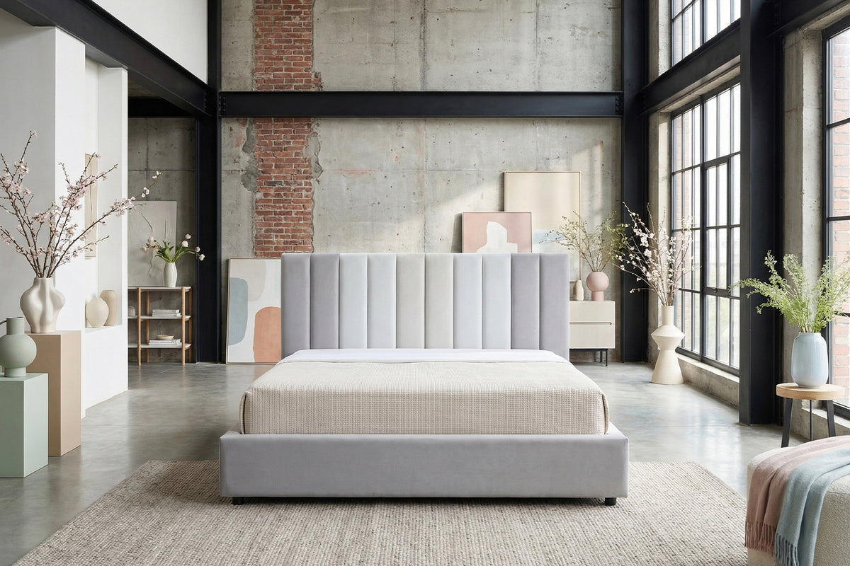 KAWOLA Bett CATTURA Polsterbett Velvet grau