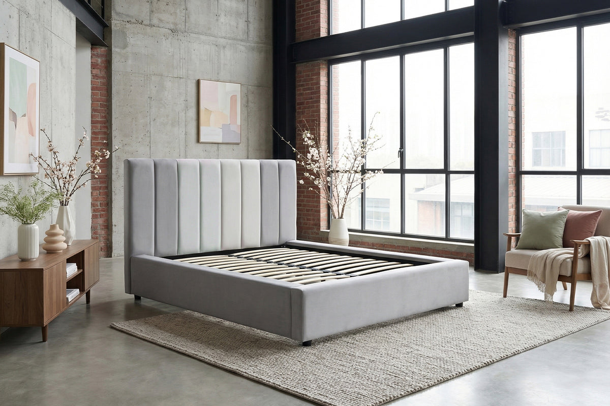 KAWOLA Bett CATTURA Polsterbett Velvet grau