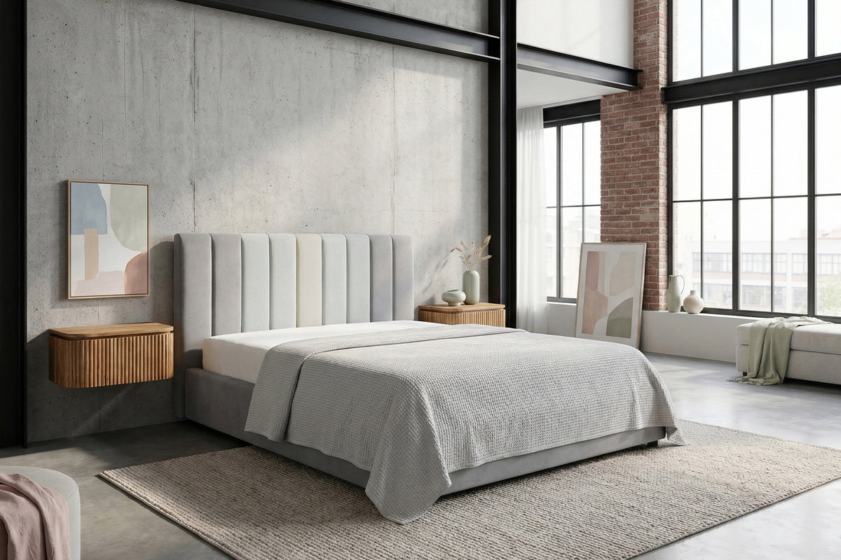 KAWOLA Bett CATTURA Polsterbett Velvet grau, 200 x 160 cm, Mit Lattenrost