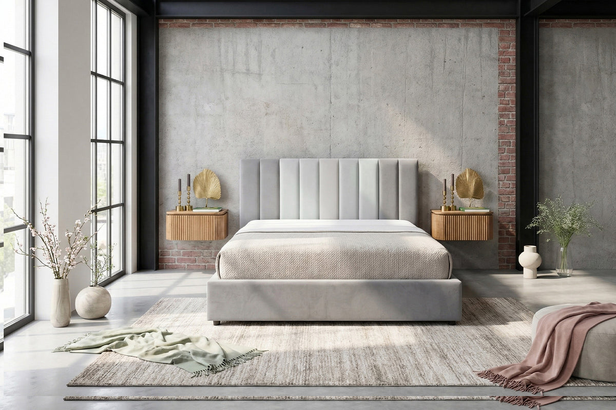 KAWOLA Bett CATTURA Polsterbett Velvet grau