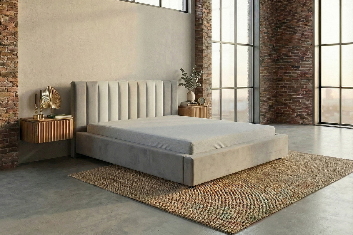 KAWOLA Bett CATTURA Polsterbett Velvet grau