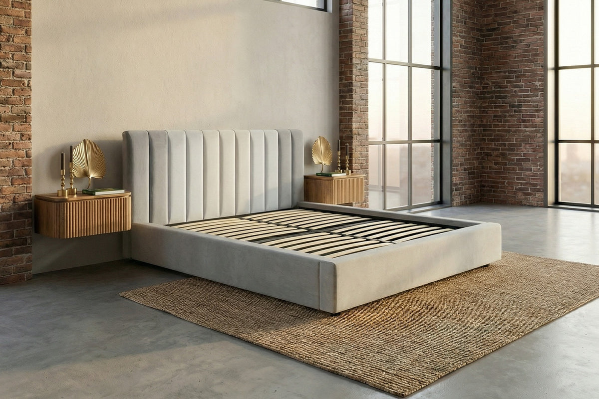 KAWOLA Bett CATTURA Polsterbett Velvet grau