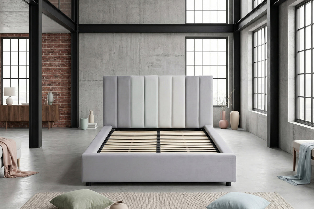 KAWOLA Bett CATTURA Polsterbett Velvet grau