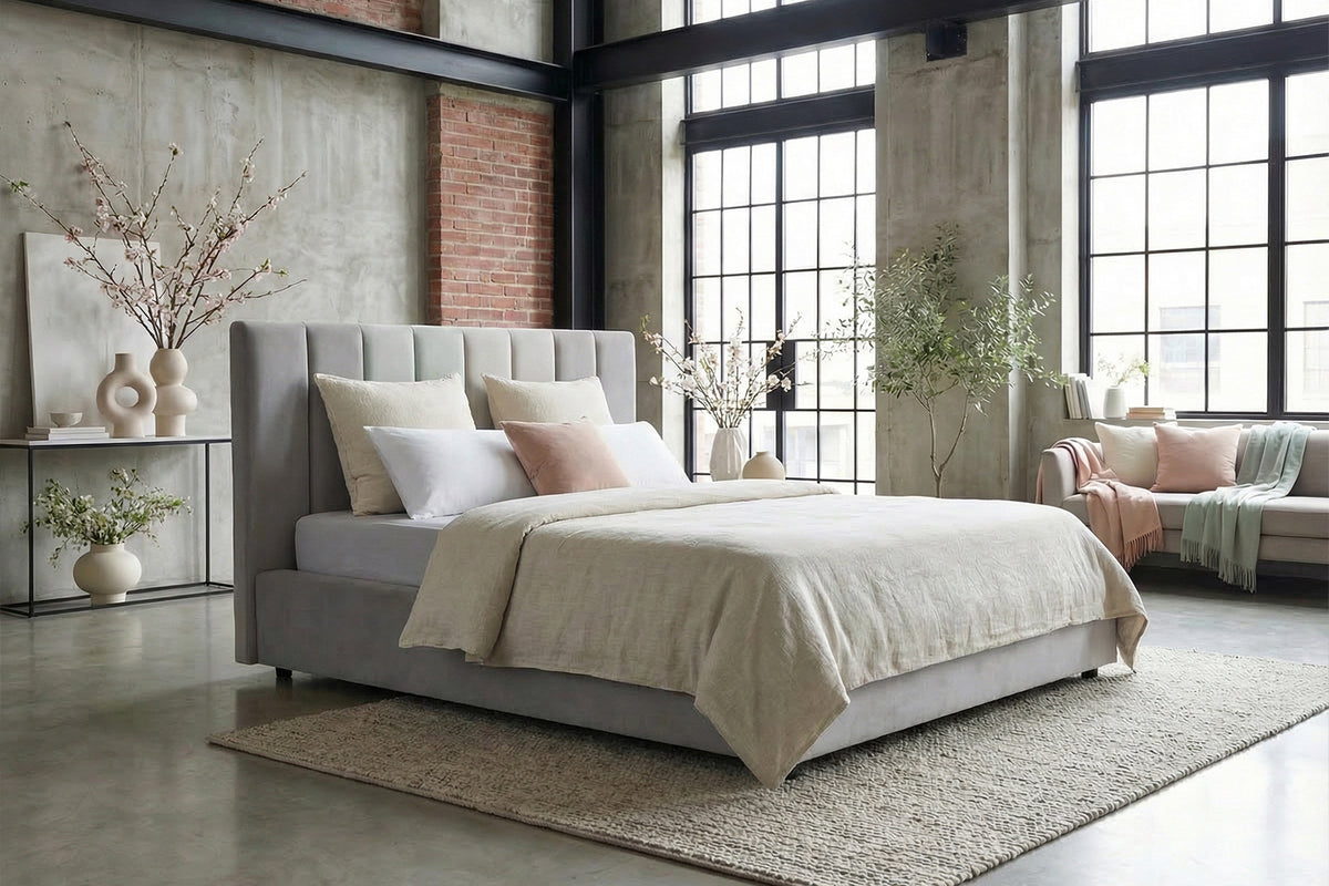 KAWOLA Bett CATTURA Polsterbett Velvet grau