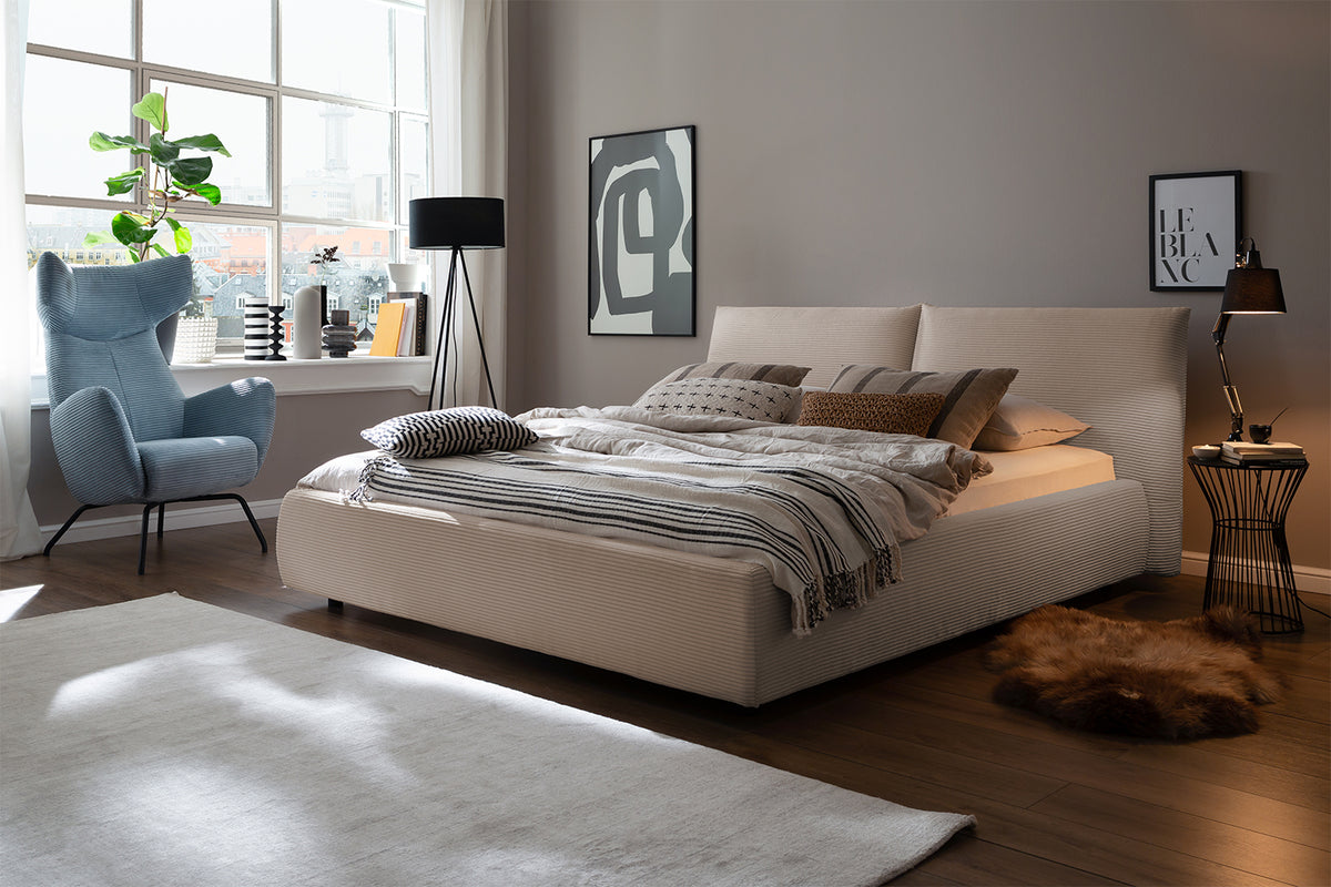 KAWOLA Bett HENRY Polsterbett Cord taupe