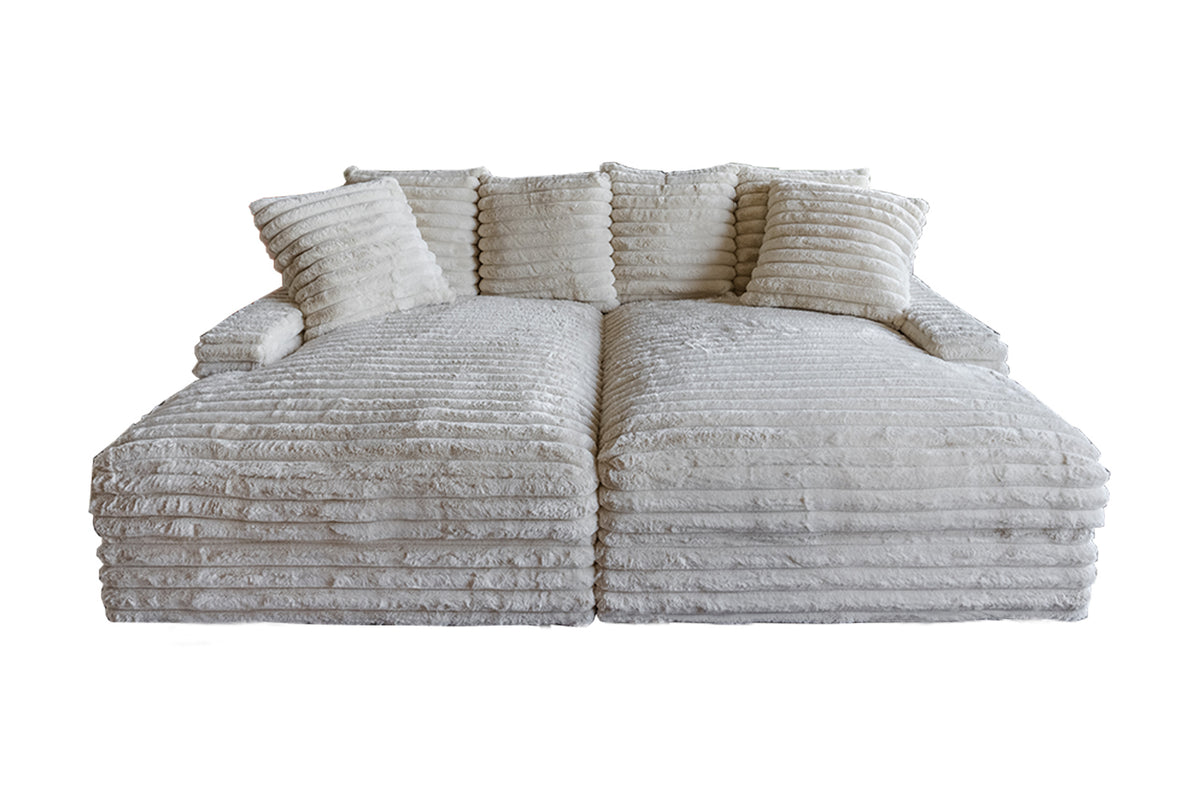 KAWOLA Big Sofa CADY Megacord cremeweiß