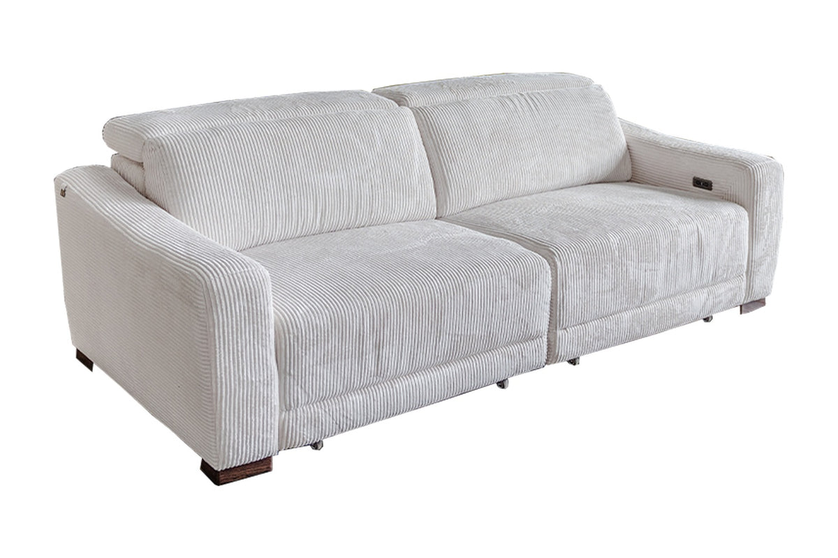 KAWOLA Big Sofa KIANA 3-Sitzer Funktionssofa Kopfstütze verstellbar Cord cremeweiß