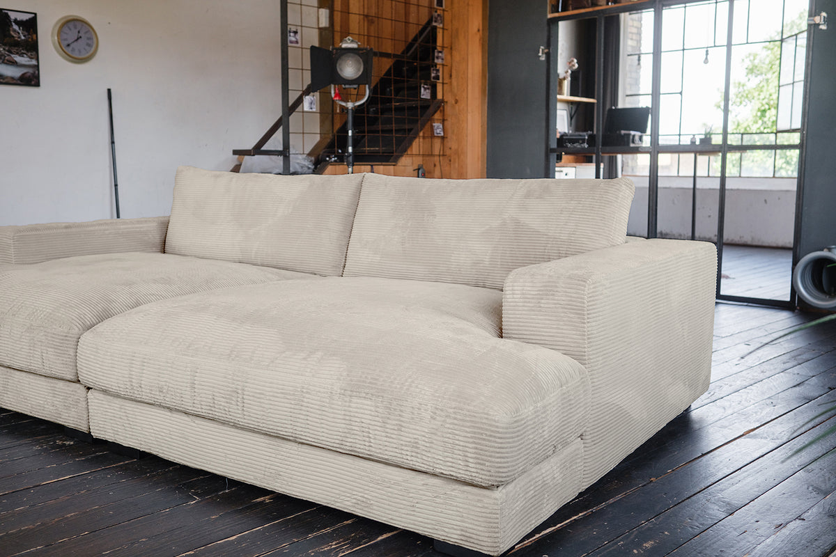 KAWOLA Big Sofa MADELINE Cord cremeweiß