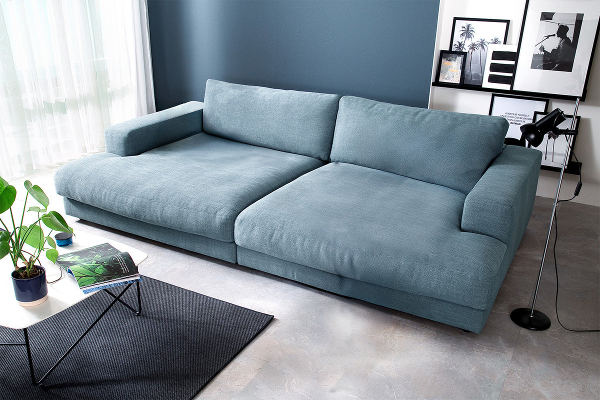 KAWOLA Big Sofa MADELINE Stoff petrol, 290 x 190, ohne Holztablett