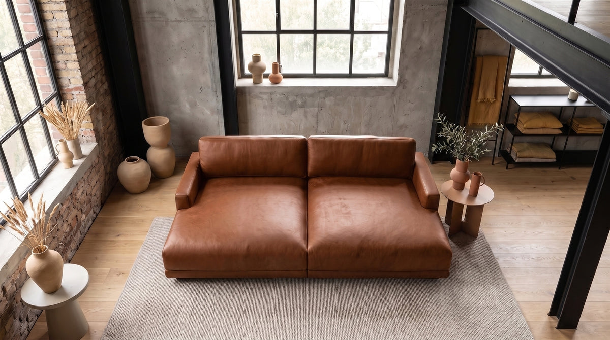 KAWOLA Big Sofa MARLIN Lederfaserstoff cognac