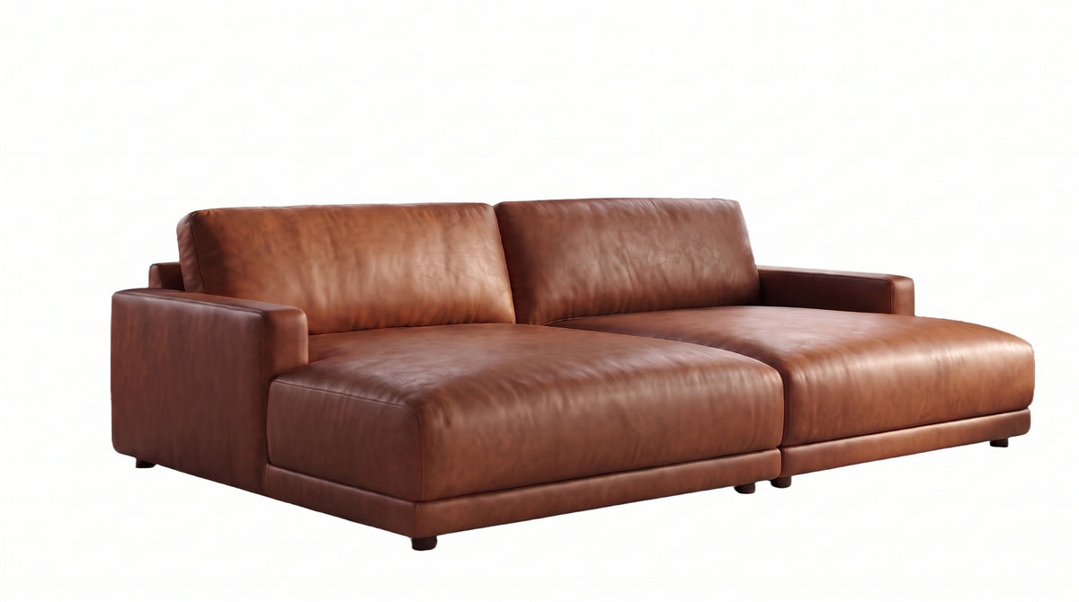 KAWOLA Big Sofa MARLIN Lederfaserstoff cognac