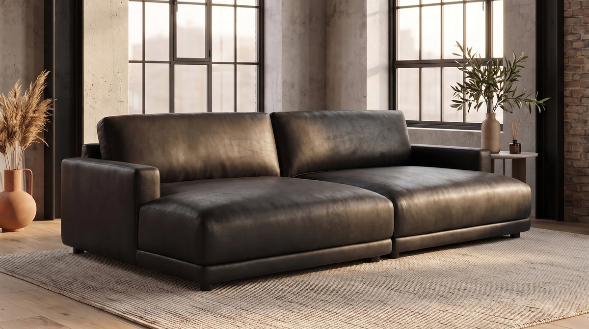 KAWOLA Big Sofa MARLIN Lederfaserstoff schwarz