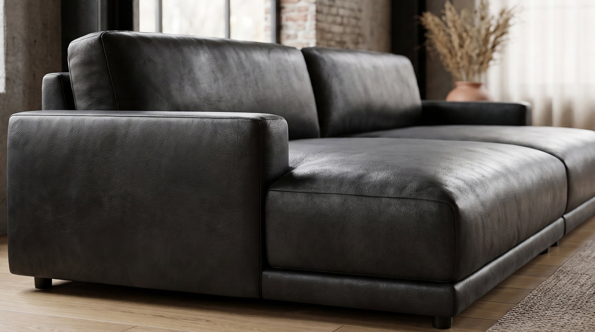 KAWOLA Big Sofa MARLIN Lederfaserstoff schwarz