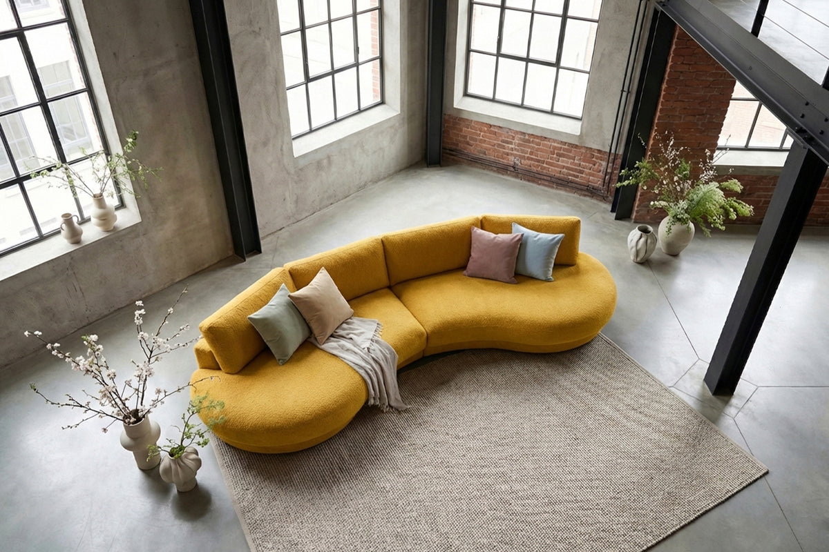 KAWOLA Big Sofa PADANA Stoff gelb