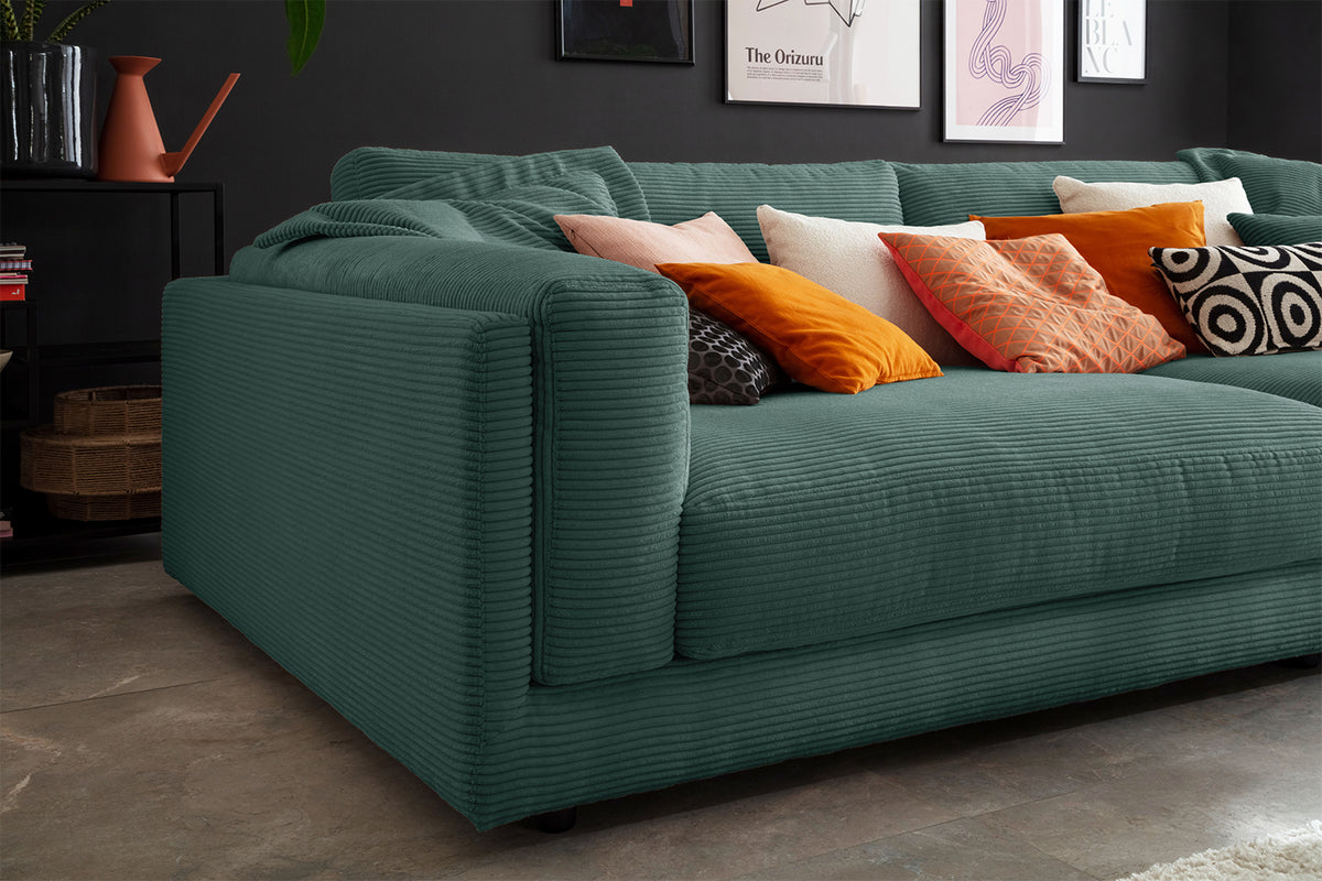 KAWOLA Big Sofa RAINA Cord smaragd