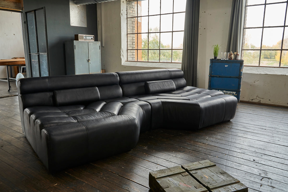 KAWOLA Big Sofa TARA Wohnlandschaft Leder schwarz