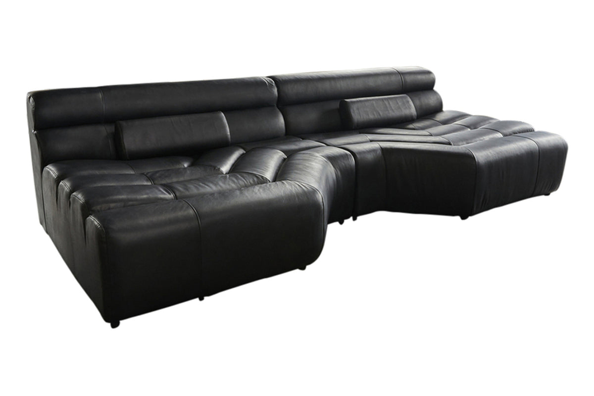 KAWOLA Big Sofa TARA Wohnlandschaft Leder schwarz