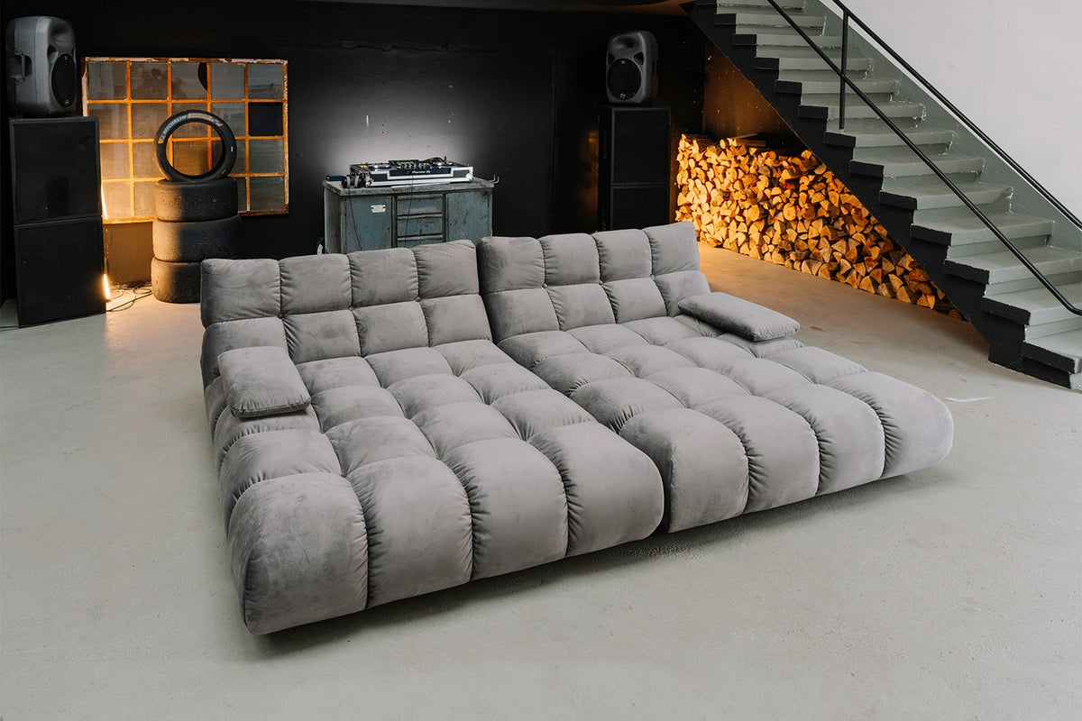KAWOLA Big Sofa VIVIEN Velvet stone