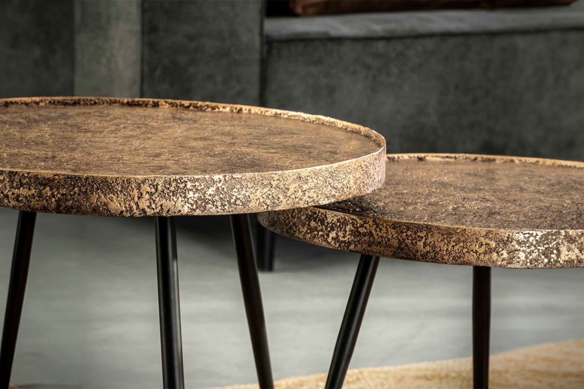 KAWOLA Couchtisch ARINOS Set 2-tlg. Metall bronze