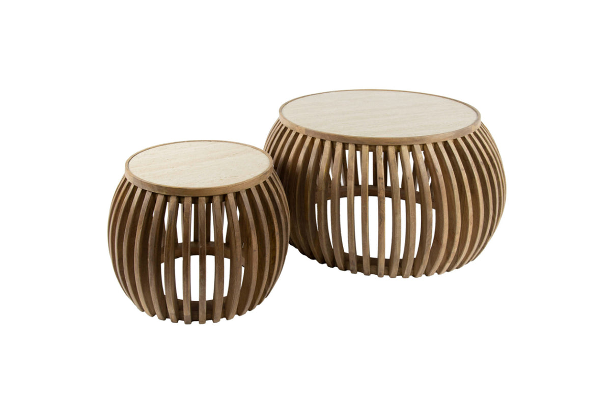 KAWOLA Couchtisch ATUEL Set 2-tlg. Keramik weiß