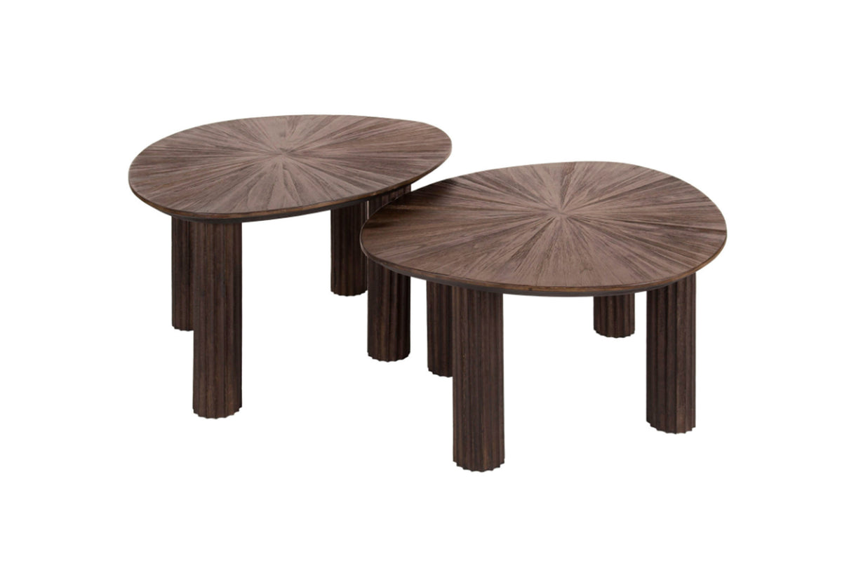 KAWOLA Couchtisch INKA Set 2-tlg. Teakholz braun dreieckig
