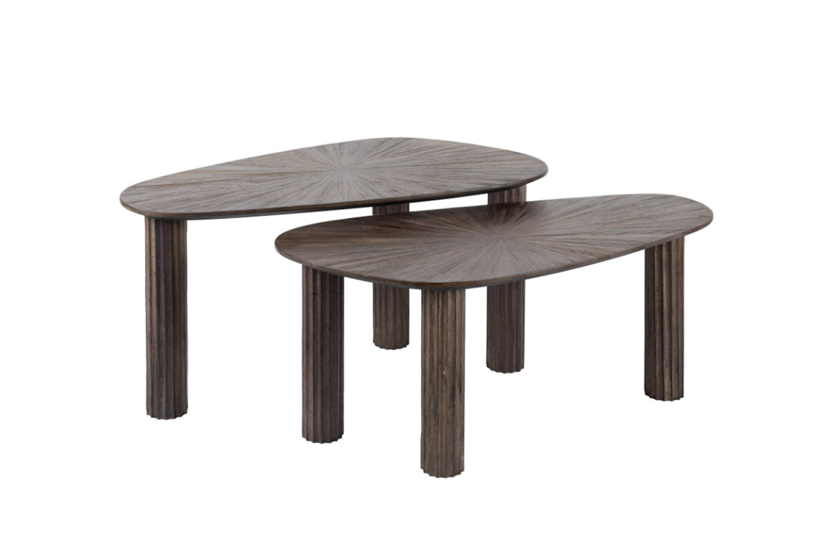KAWOLA Couchtisch INKA Set 2-tlg. Teakholz braun nierenförmig
