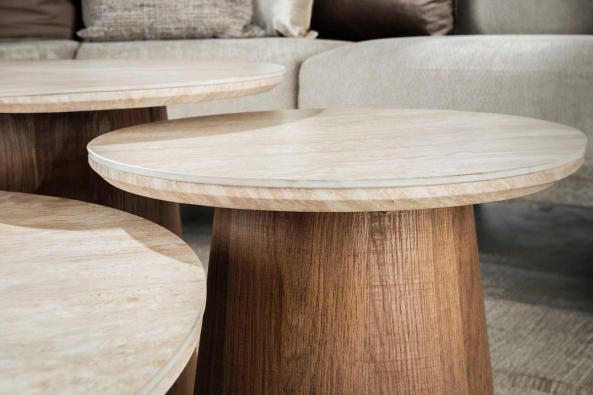 KAWOLA Couchtisch PRETO Set 3-tlg. Keramik weiß