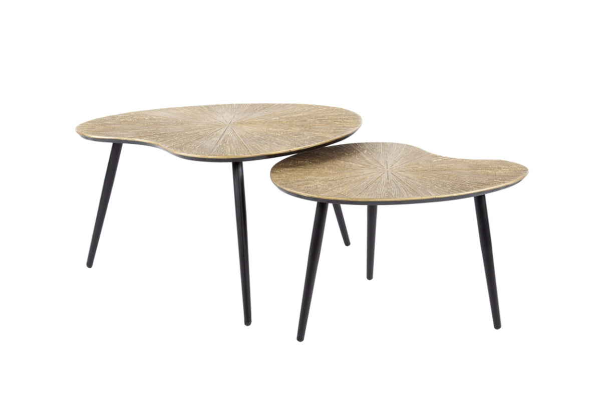 KAWOLA Couchtisch TIBALI Set 2-tlg. Metall bronze nierenförmig