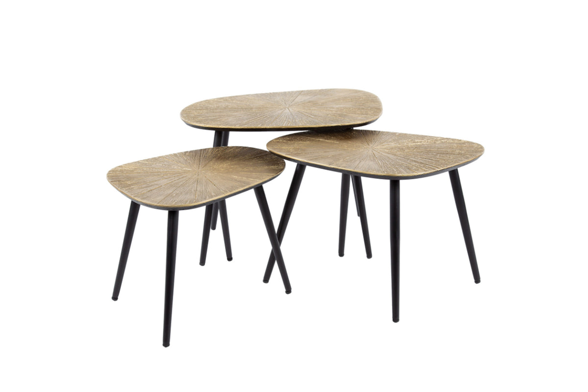KAWOLA Couchtisch TIBALI Set 3-tlg. Metall bronze viereckig