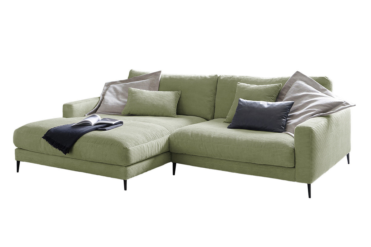 KAWOLA Ecksofa CARA Sofa Cord olivgrün
