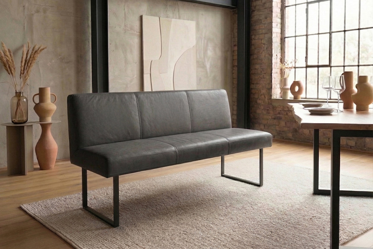 KAWOLA Esszimmerbank ELEEN Leder anthrazit, 2-Sitzer, 123 x 69