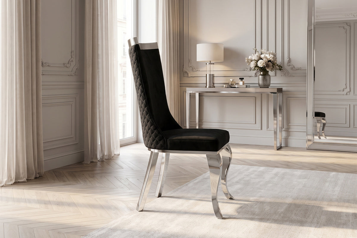 KAWOLA Esszimmerstuhl SELENA Barock Velvet schwarz