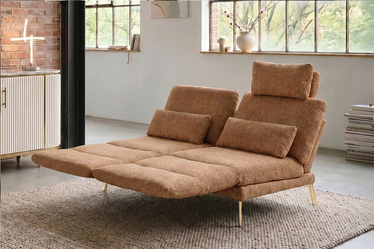 KAWOLA Funktionssofa HOLLY 2-Sitzer Stoff cognac