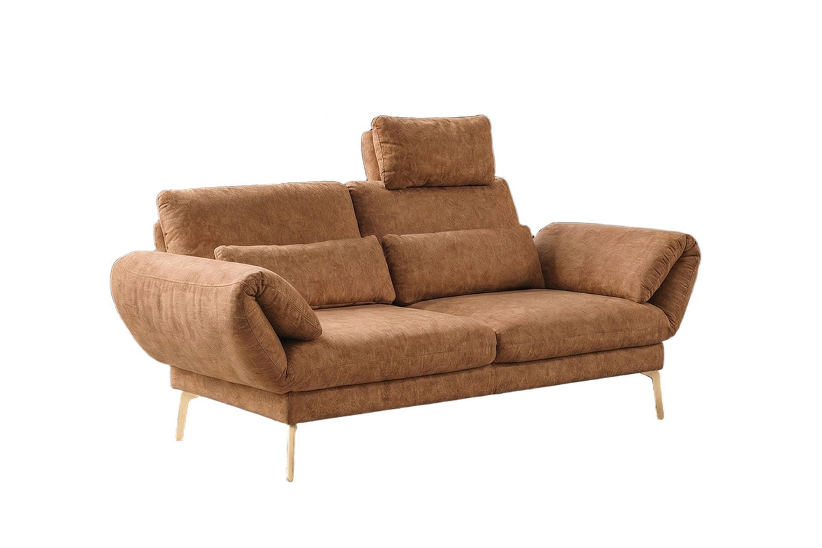 KAWOLA Funktionssofa HOLLY 2-Sitzer Stoff cognac