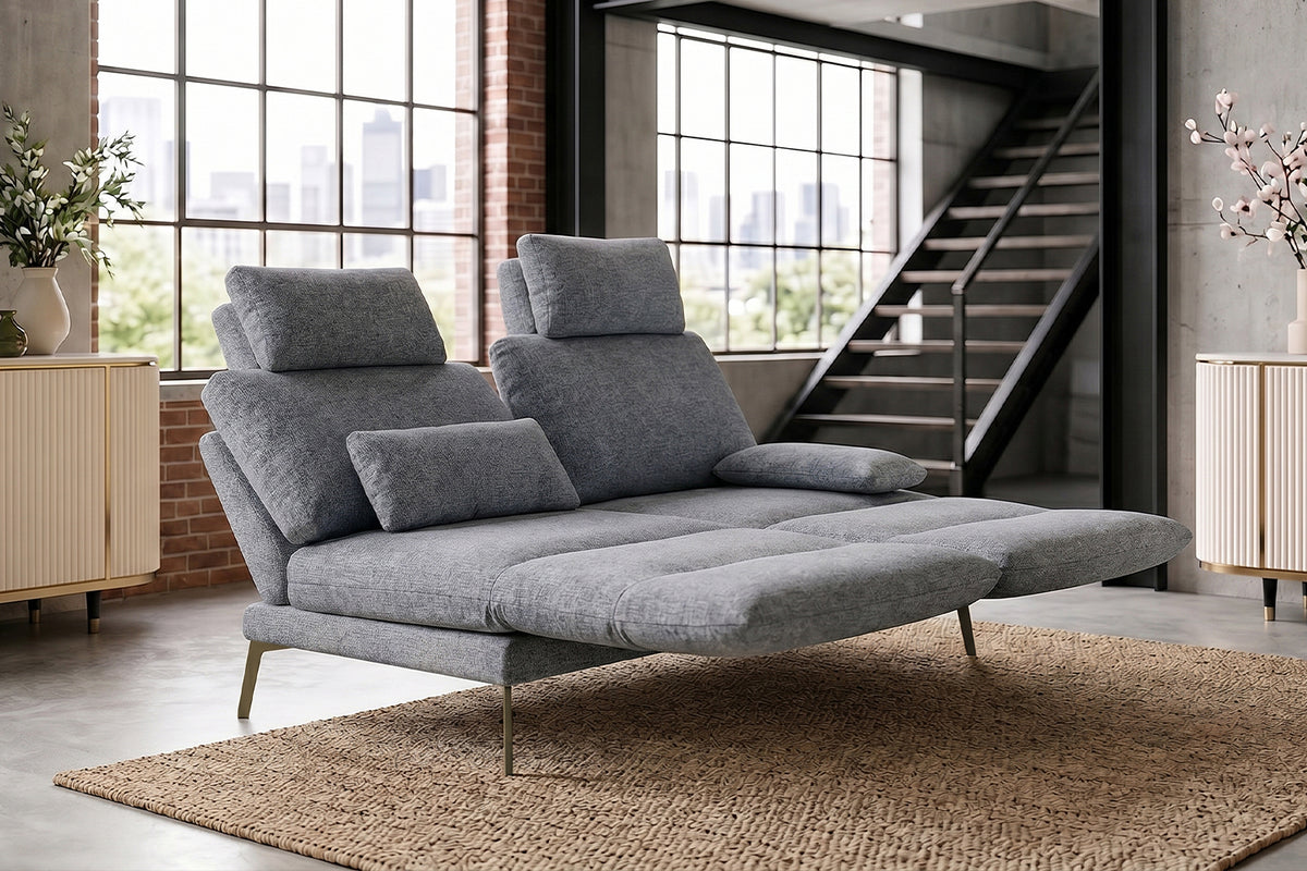 KAWOLA Funktionssofa HOLLY 2-Sitzer Stoff grau