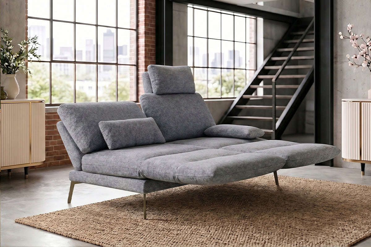 KAWOLA Funktionssofa HOLLY 2-Sitzer Stoff grau